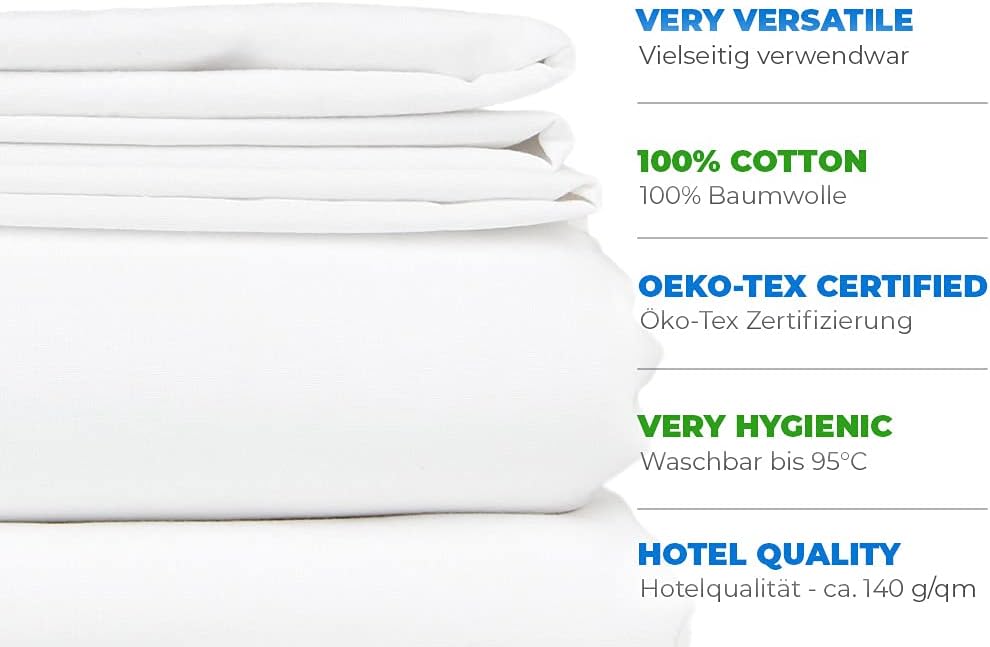 Anab Kuschelige Bettwäsche aus 100% Bio-Baumwolle – Weißes Set mit Reißverschluss, Verschiedene Größen (200x200, 2x Kissenbezüge 80x80)