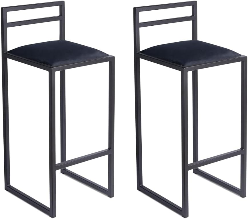 FERRO Barhocker – Metall Barstuhl mit Lehne & Polstersitz – Modernes Loft Design