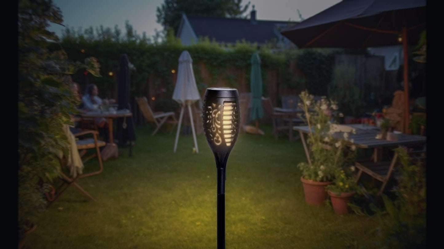 Saska Garden Solar Fackeln mit Flammeneffekt - LED Solarlampen Wasserdicht (IP44) Für Terrassen und Garten