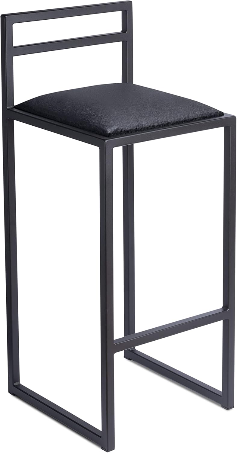 FERRO Barhocker – Metall Barstuhl mit Lehne & Polstersitz – Modernes Loft Design