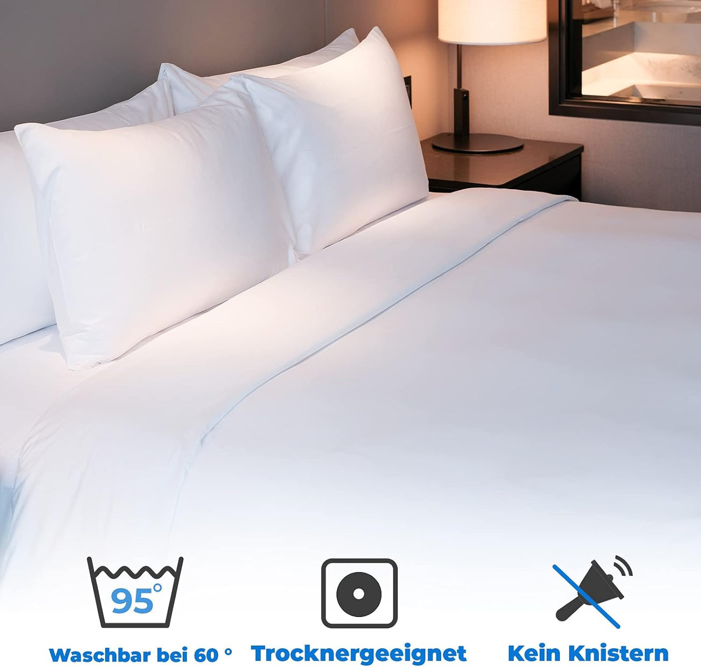 Anab Kuschelige Bettwäsche aus 100% Bio-Baumwolle – Weißes Set mit Reißverschluss, Verschiedene Größen (200x200, 2x Kissenbezüge 80x80)