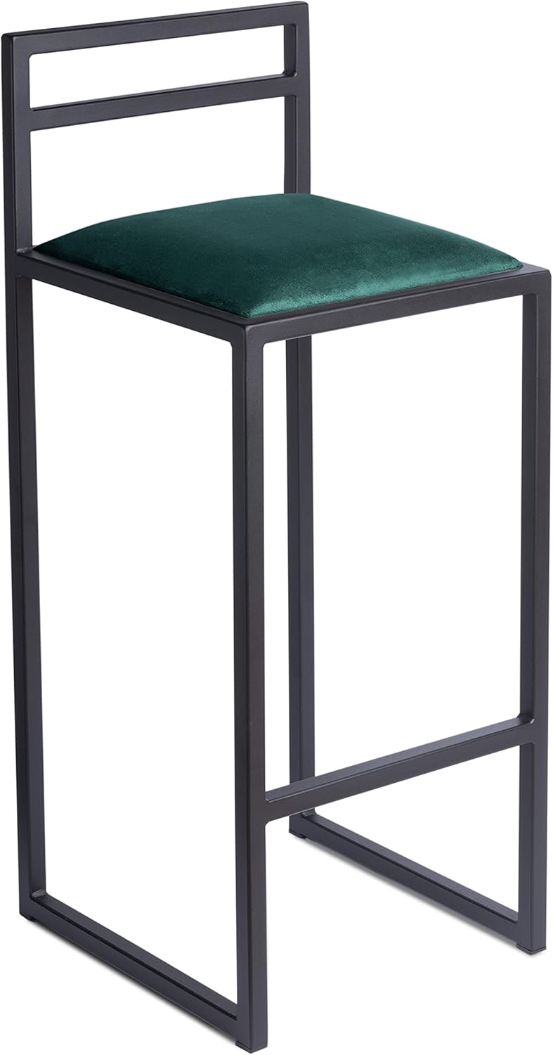 FERRO Barhocker mit Lehne – Metall Barstuhl mit Polstersitz im modernen Loft Design