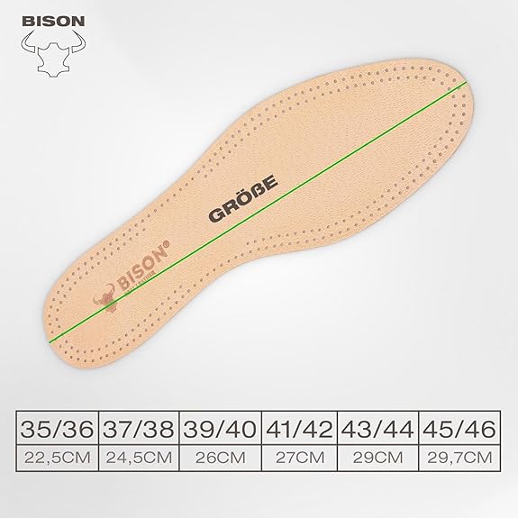 BISON Leder Einlegesohlen – 3 Paare | Komfort & Schutz vor Schweißfüßen & Fußschmerzen | Für Damen & Herren