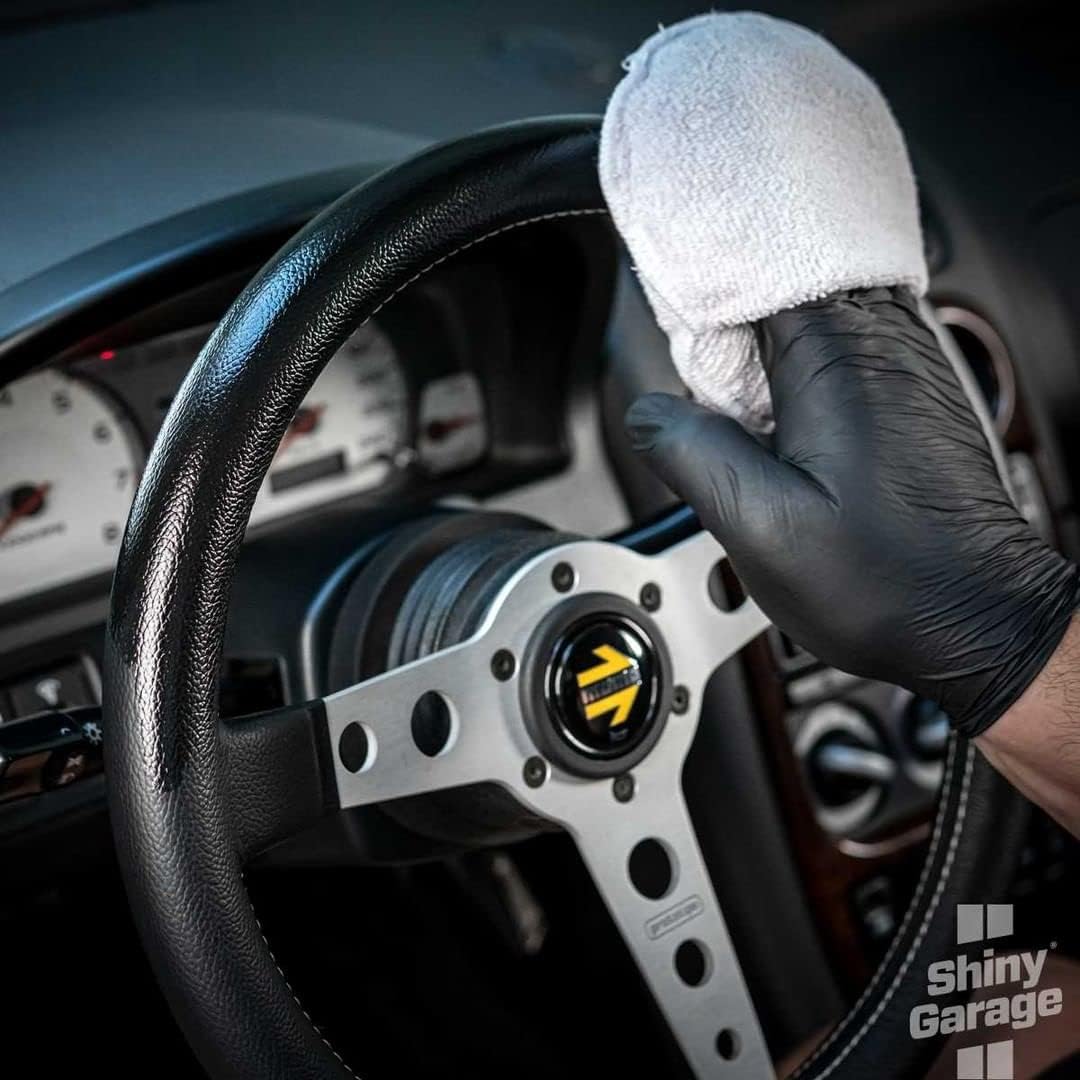 Shiny Garage Weiß Microfaser Applikator - Mikrofasertuch mit Angenehmem Griff für die Auto-Innenraumreinigung