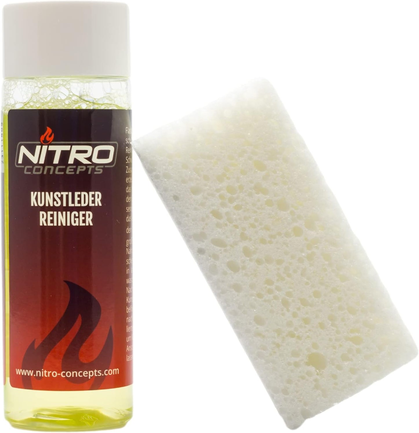 PU Leder Reinigungsmittel 100ml für Gaming Stühle - Nitro Concepts | Lederpflege & Schutz mit Schwamm Inklusive