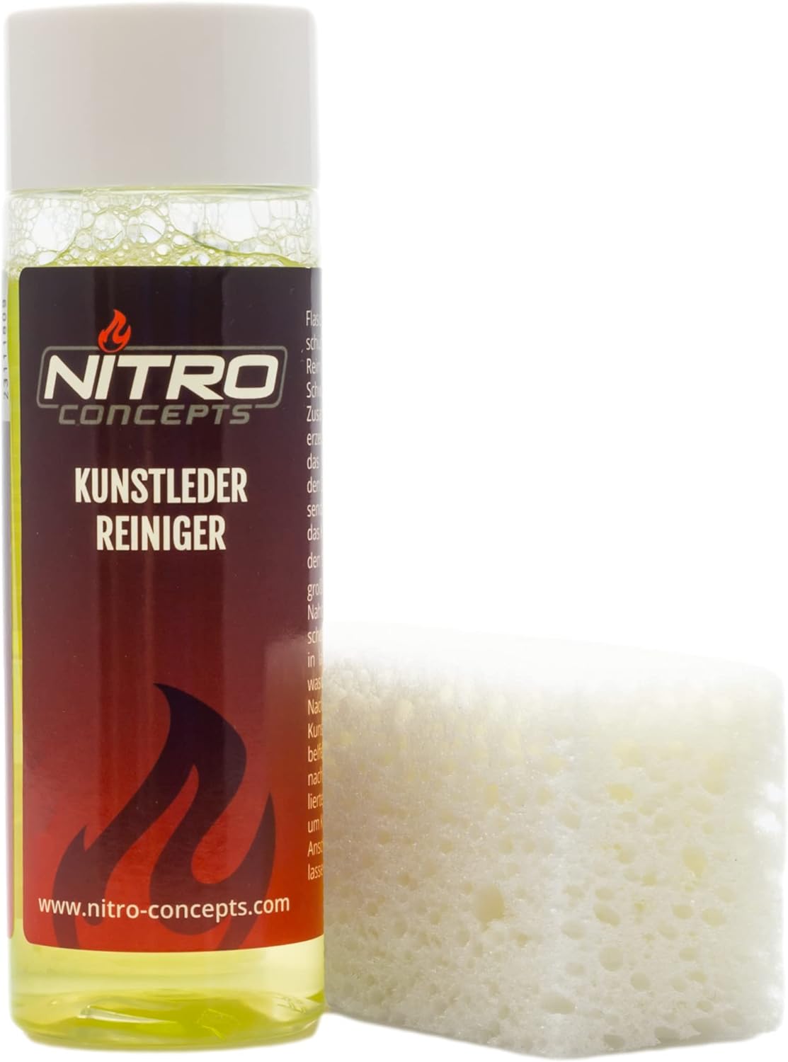 PU Leder Reinigungsmittel 100ml für Gaming Stühle - Nitro Concepts | Lederpflege & Schutz mit Schwamm Inklusive