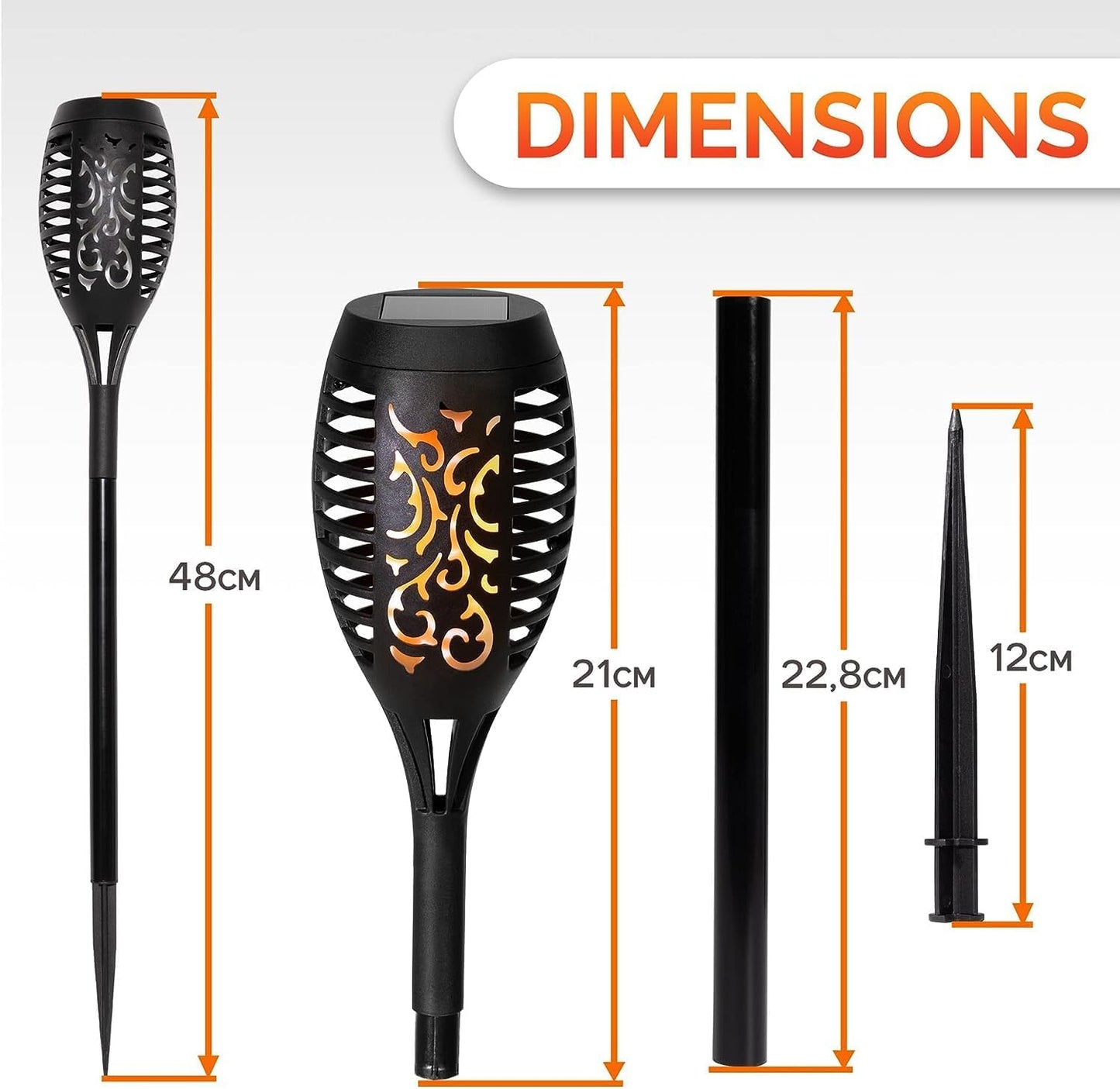 Saska Garden Solar Fackeln mit Flammeneffekt - LED Solarlampen Wasserdicht (IP44) Für Terrassen und Garten