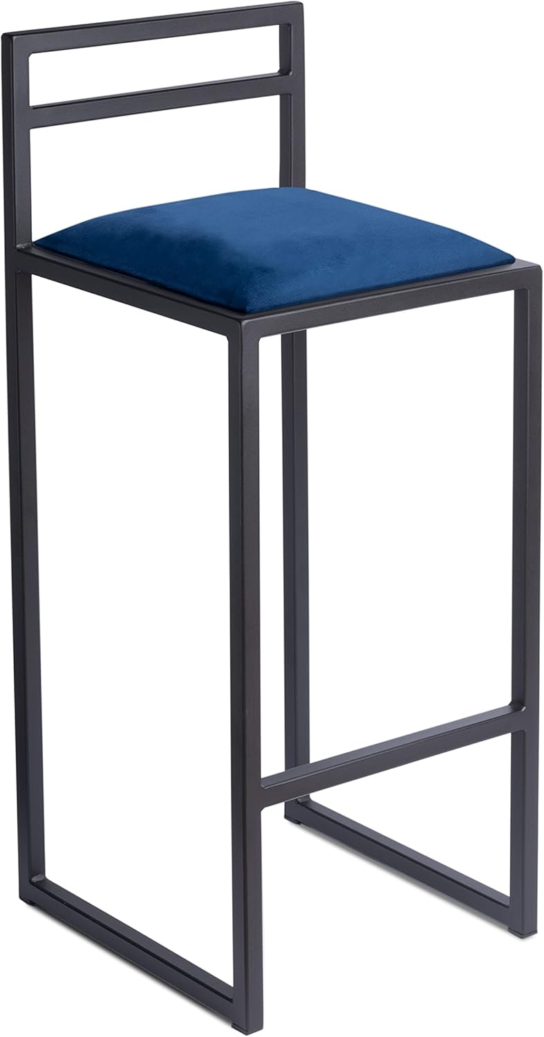 FERRO Barhocker – Metall Barstuhl mit Lehne & Polstersitz – Modernes Loft Design