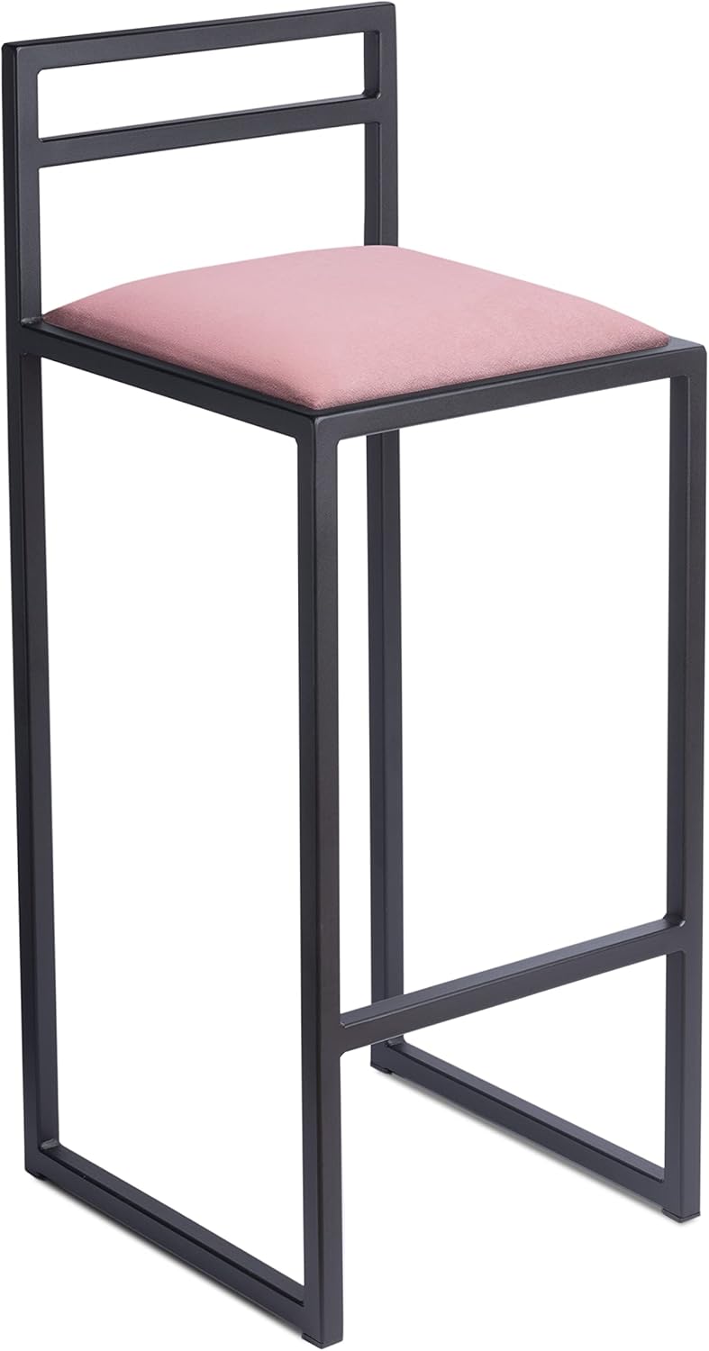 FERRO Barhocker – Metall Barstuhl mit Lehne & Polstersitz – Modernes Loft Design