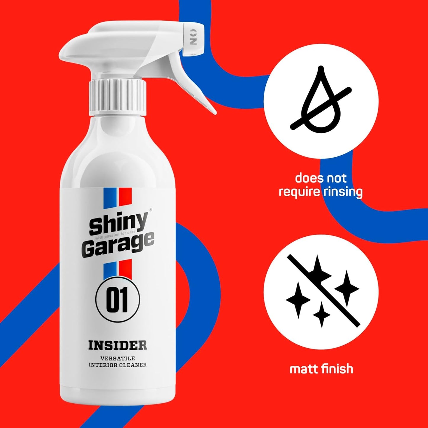 Shiny Garage Insider Interior Cleaner 500ml - Innenraum-, Kunststoff- & Polsterreiniger - Effektive Cockpitpflege für Autos