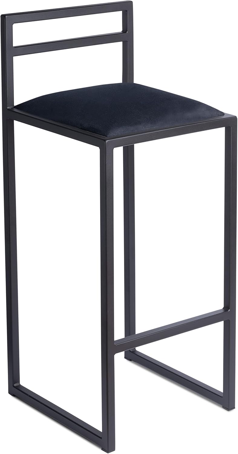 FERRO Barhocker – Metall Barstuhl mit Lehne & Polstersitz – Modernes Loft Design