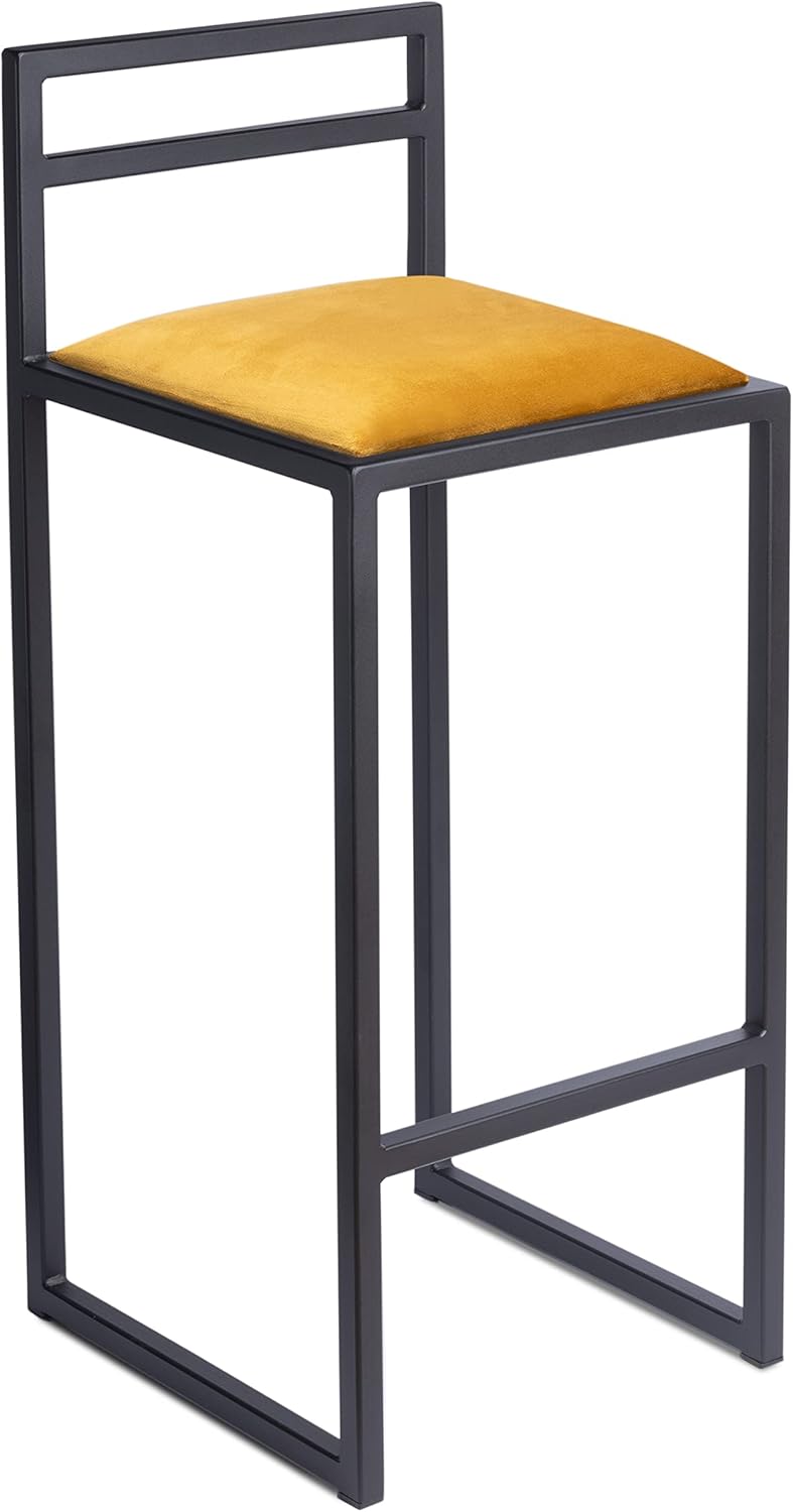 FERRO Barhocker mit Lehne – Metall Barstuhl mit Polstersitz im modernen Loft Design