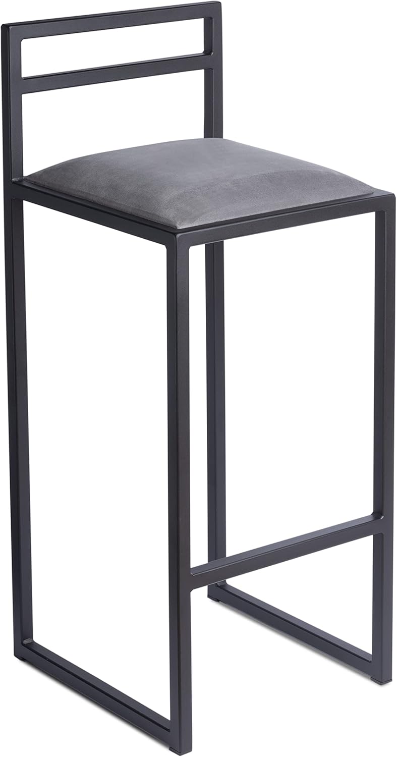FERRO Barhocker – Metall Barstuhl mit Lehne & Polstersitz – Modernes Loft Design