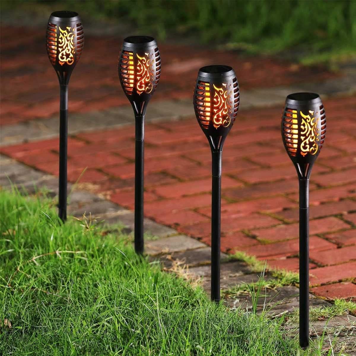 Saska Garden Solar Fackeln mit Flammeneffekt - LED Solarlampen Wasserdicht (IP44) Für Terrassen und Garten