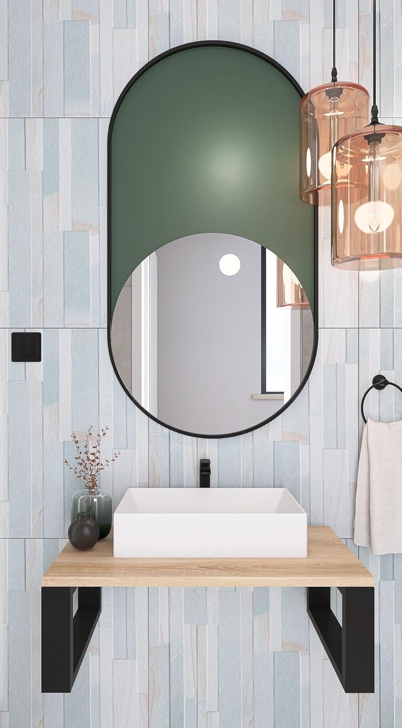 FERRO Waschtischplatte aus Eschenholz – Massivholz Konsole für Aufsatzwaschbecken – Modernes Design, lackiert, Wandhalterung