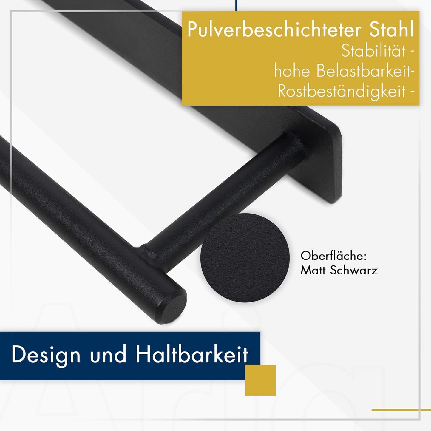 Handtuchhalter ohne Bohren Schwarz Matt – Moderne Badezimmer-Handtuchstange im Loft-Style