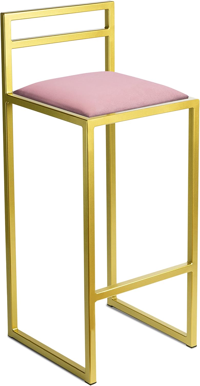 FERRO Barhocker mit Lehne – Metall Barstuhl mit Polstersitz im modernen Loft Design