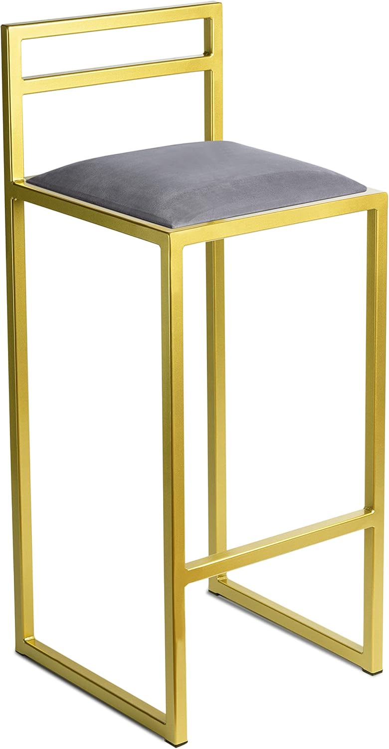 FERRO Barhocker mit Lehne – Metall Barstuhl mit Polstersitz im modernen Loft Design