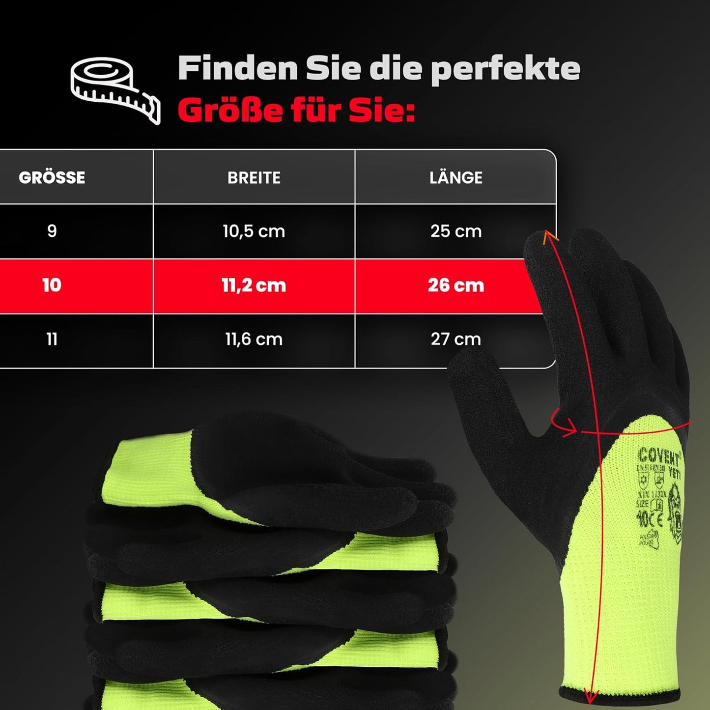 Covent YETI Winter Arbeitshandschuhe Herren – Warme Montagehandschuhe EN388 – Rutschfeste Bauhandschuhe für Handwerk, Bau & Mechanik – Schutzklasse II
