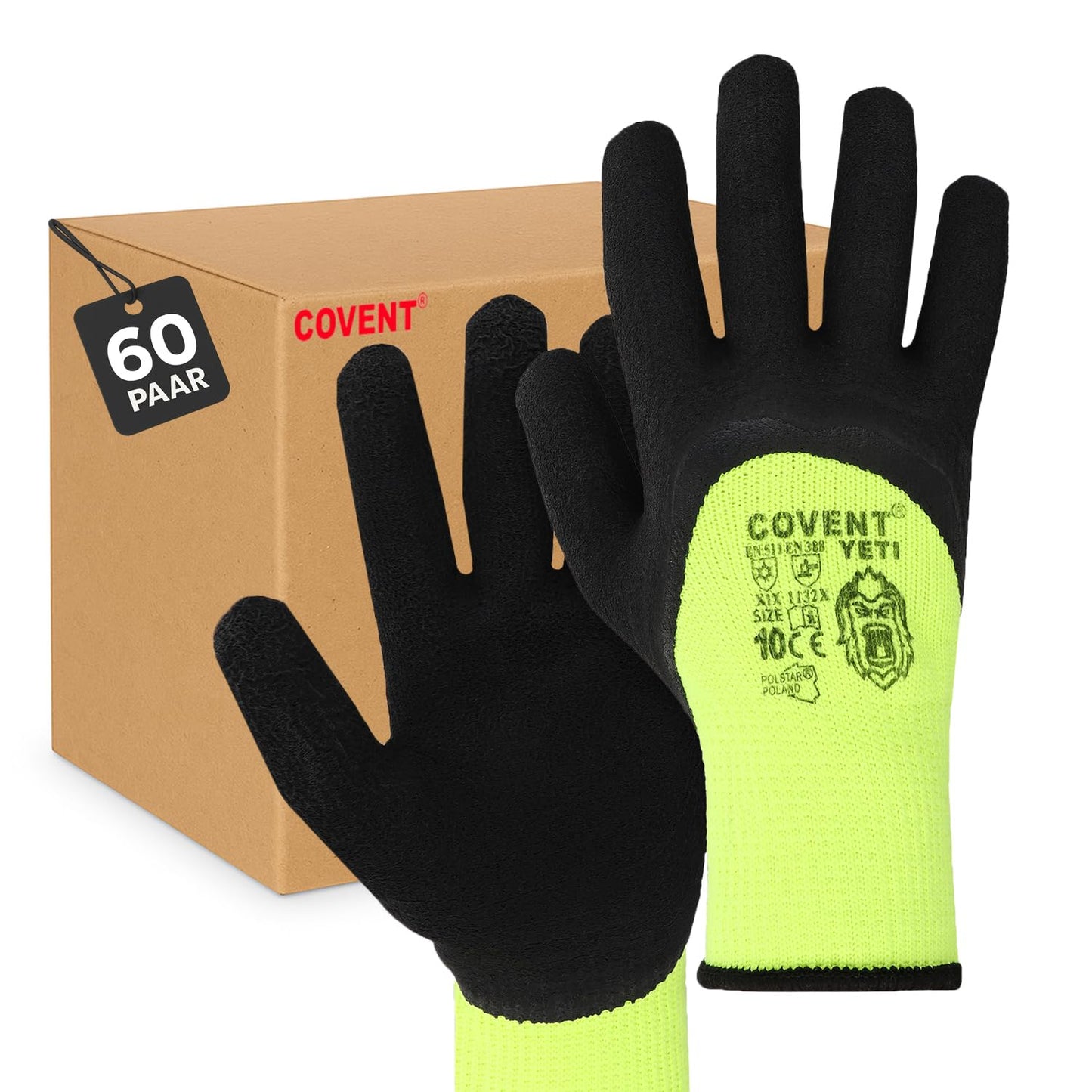 Covent YETI Winter Arbeitshandschuhe Herren – Warme Montagehandschuhe EN388 – Rutschfeste Bauhandschuhe für Handwerk, Bau & Mechanik – Schutzklasse II