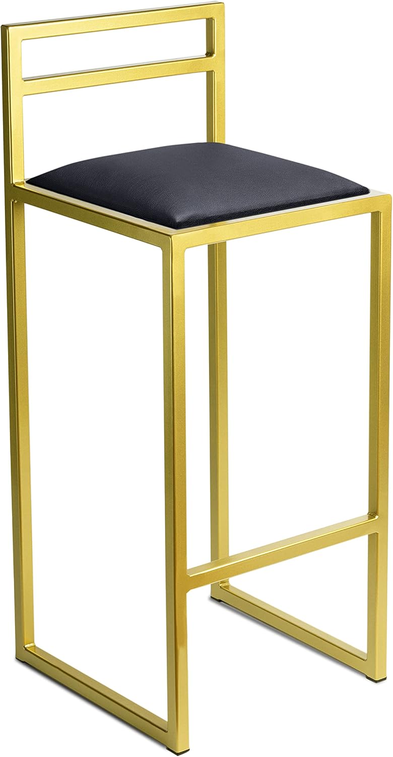 FERRO Barhocker mit Lehne – Metall Barstuhl mit Polstersitz im modernen Loft Design