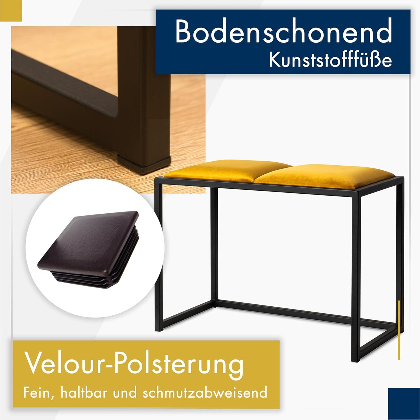 FERRO Sitzbank 64,5 cm – Handgefertigte Flurbank - Loft Design für kleine Garderoben