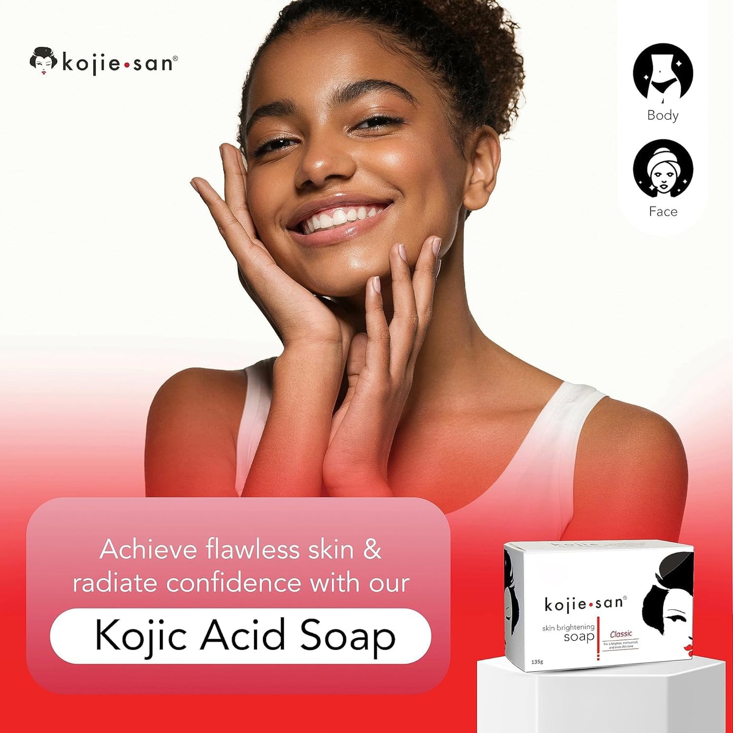 Kojie San Kojisäure-Seife – Hautaufhellende Seife 135g für Strahlende, Jüngere Haut
