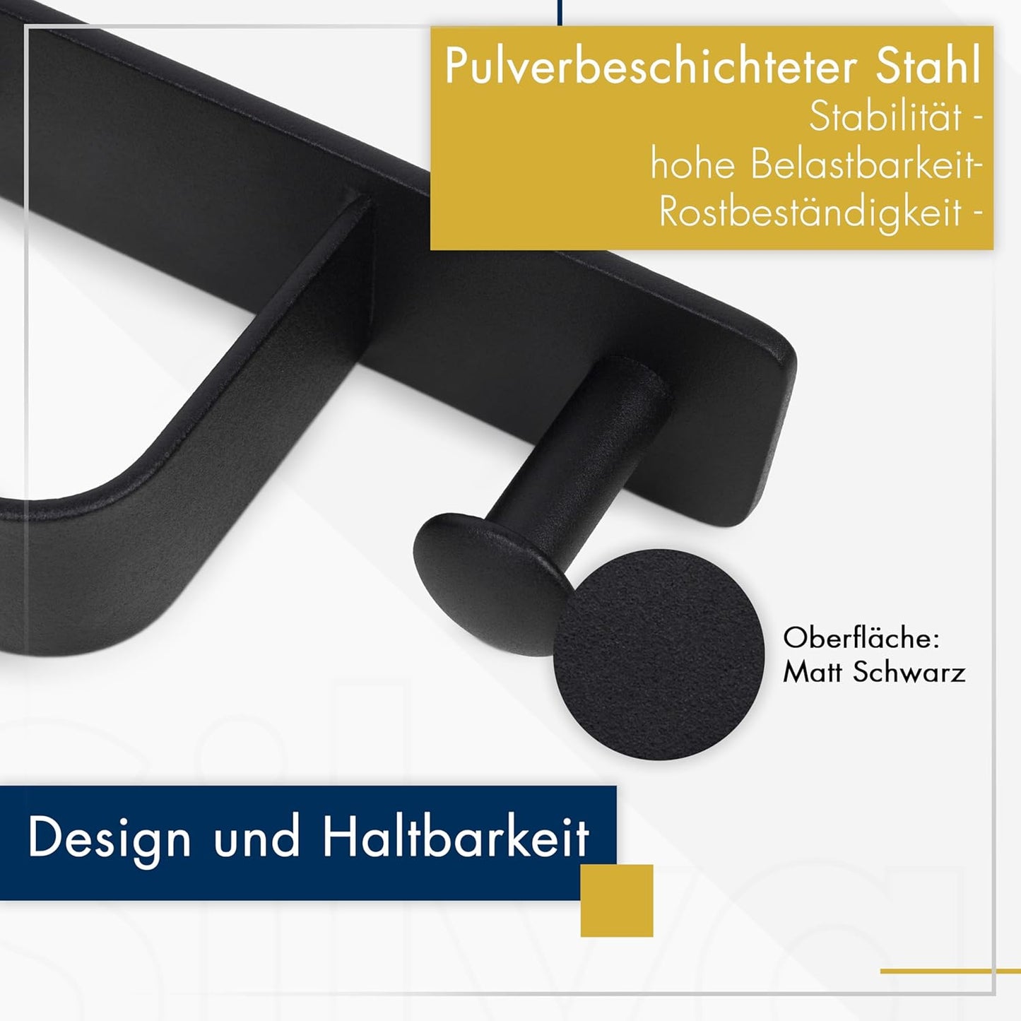 Handtuchhalter ohne Bohren Schwarz Matt – Moderne Badezimmer-Handtuchstange im Loft-Style