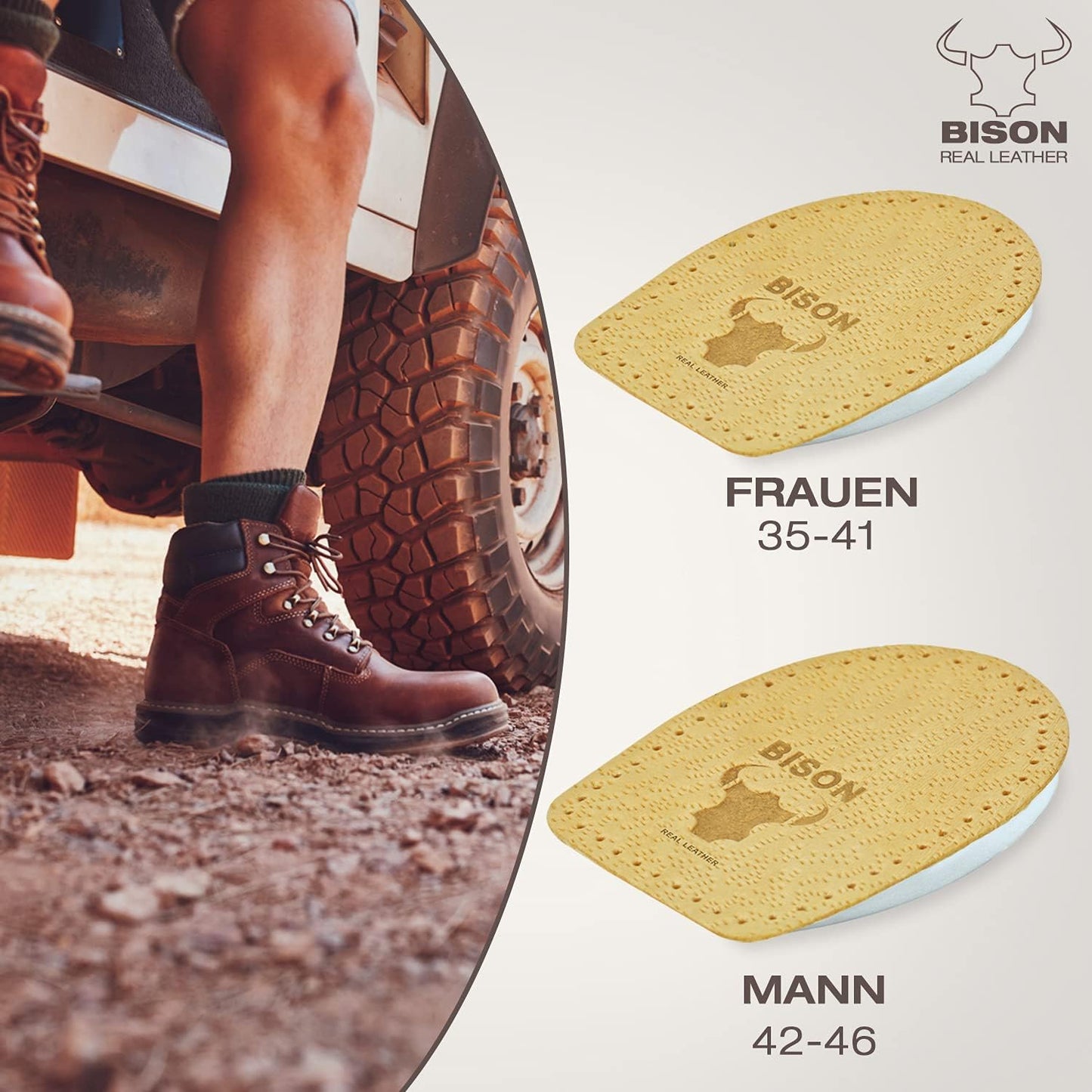 BISON Fersenkissen aus Leder – Fersensporn Einlagen & Fersenerhöhung für Damen und Herren