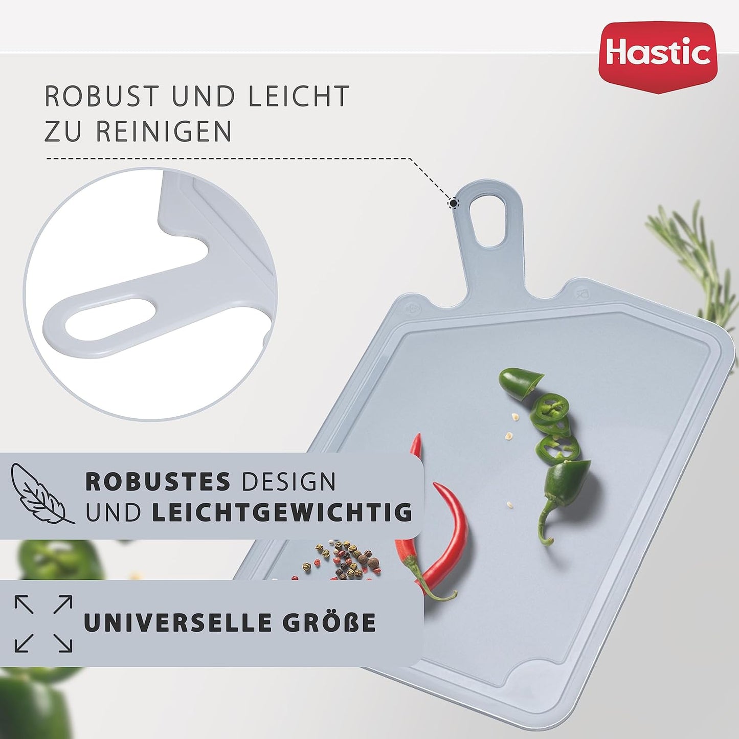 Hastic Schneidebrett Kunststoff Set - 1x Küchenbrett Groß und 2x Klein