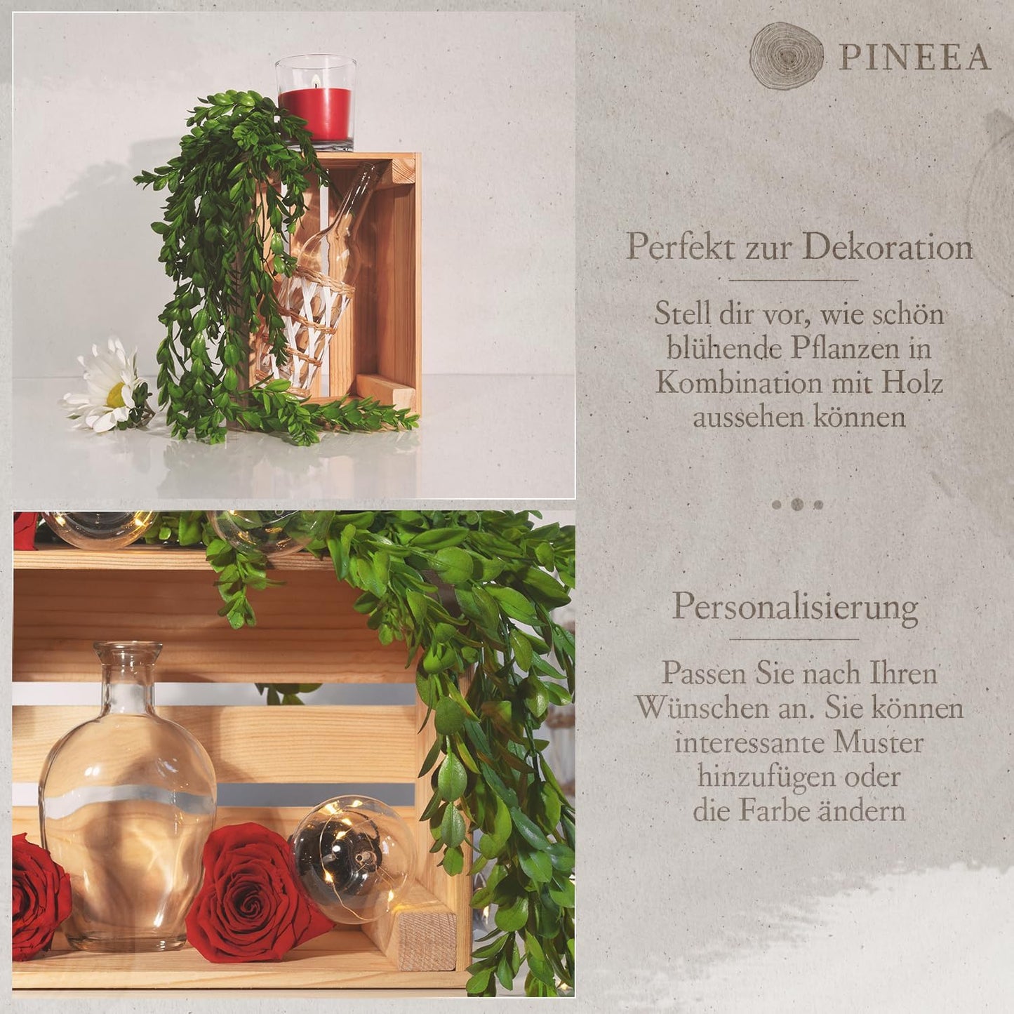 PINEEA Vintage Obstkiste Holz 30x20x15 cm - Multifunktionale Holzkiste