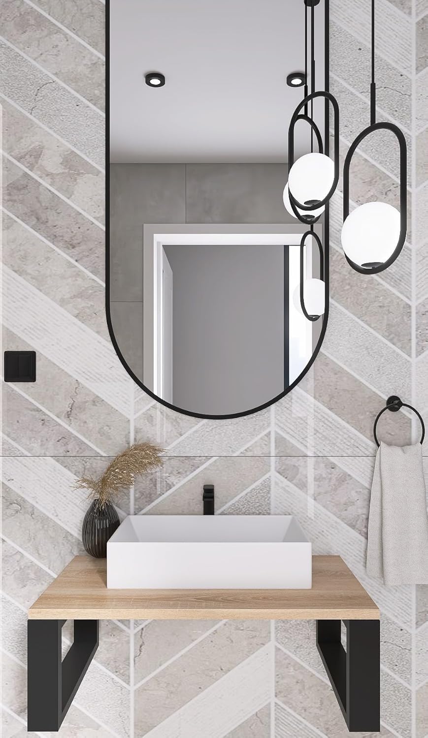 FERRO Waschtischplatte aus Eschenholz – Massivholz Konsole für Aufsatzwaschbecken – Modernes Design, lackiert, Wandhalterung