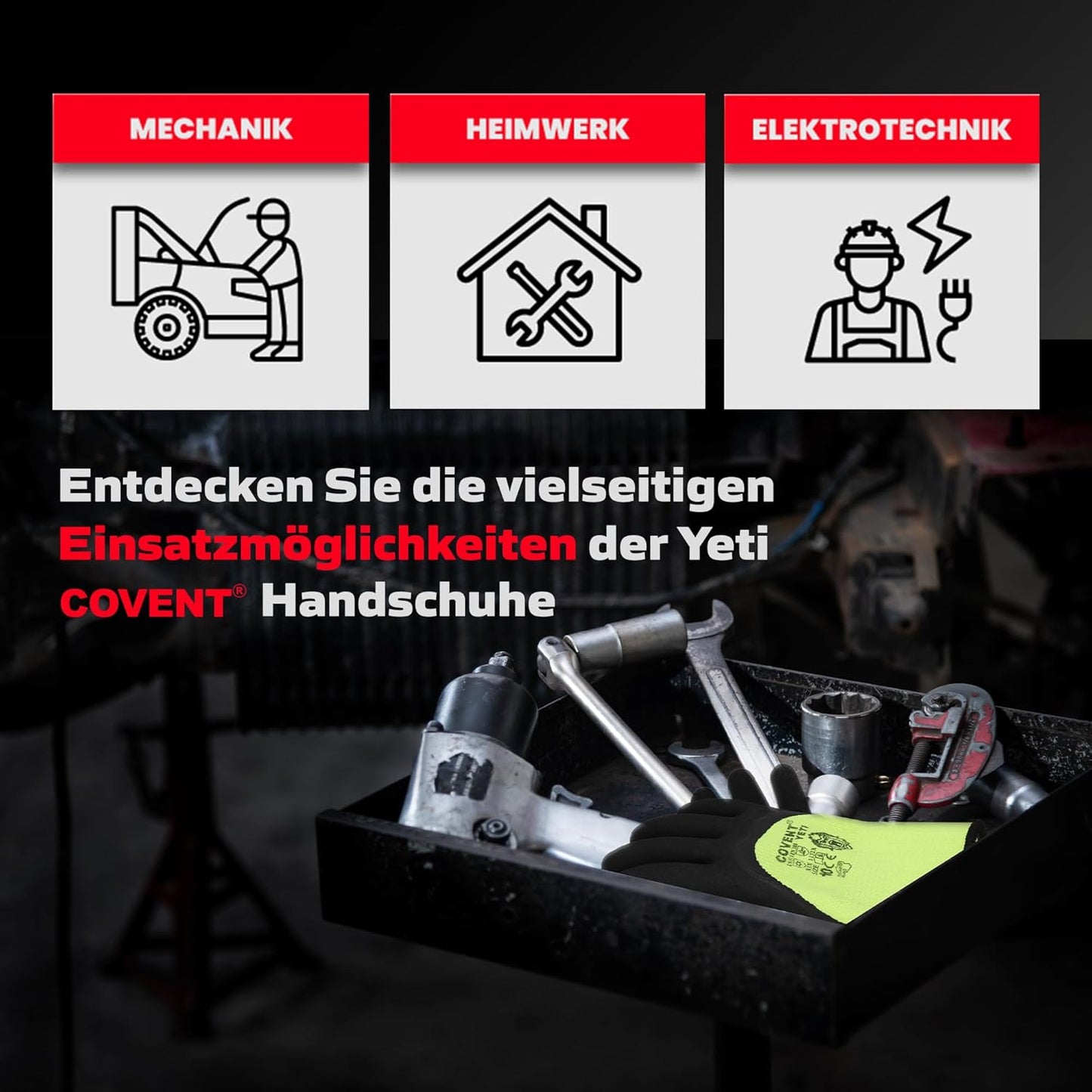 Covent YETI Winter Arbeitshandschuhe Herren – Warme Montagehandschuhe EN388 – Rutschfeste Bauhandschuhe für Handwerk, Bau & Mechanik – Schutzklasse II