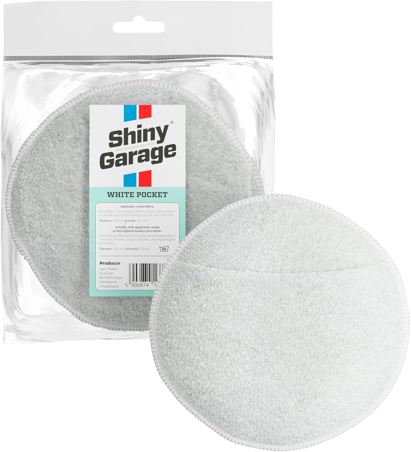 Shiny Garage Weiß Microfaser Applikator - Mikrofasertuch mit Angenehmem Griff für die Auto-Innenraumreinigung
