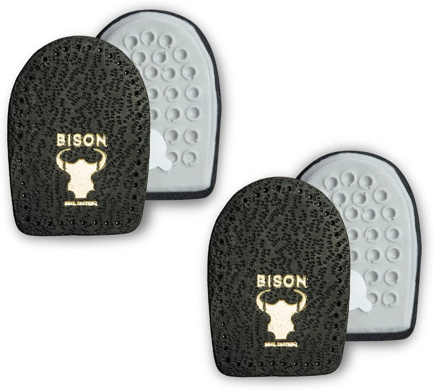 BISON Fersenkissen aus Leder – Fersensporn Einlagen – Fersenerhöhung für Damen und Herren – Schwarze Fersenpolster