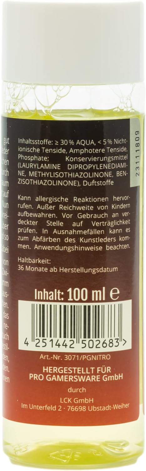 PU Leder Reinigungsmittel 100ml für Gaming Stühle - Nitro Concepts | Lederpflege & Schutz mit Schwamm Inklusive