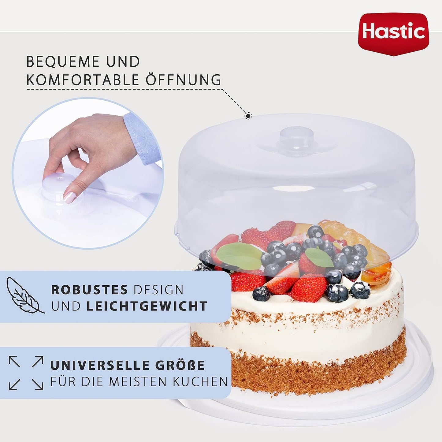 Hastic Kuchen Transportbox Rund 38x16 cm - Tortenglocke