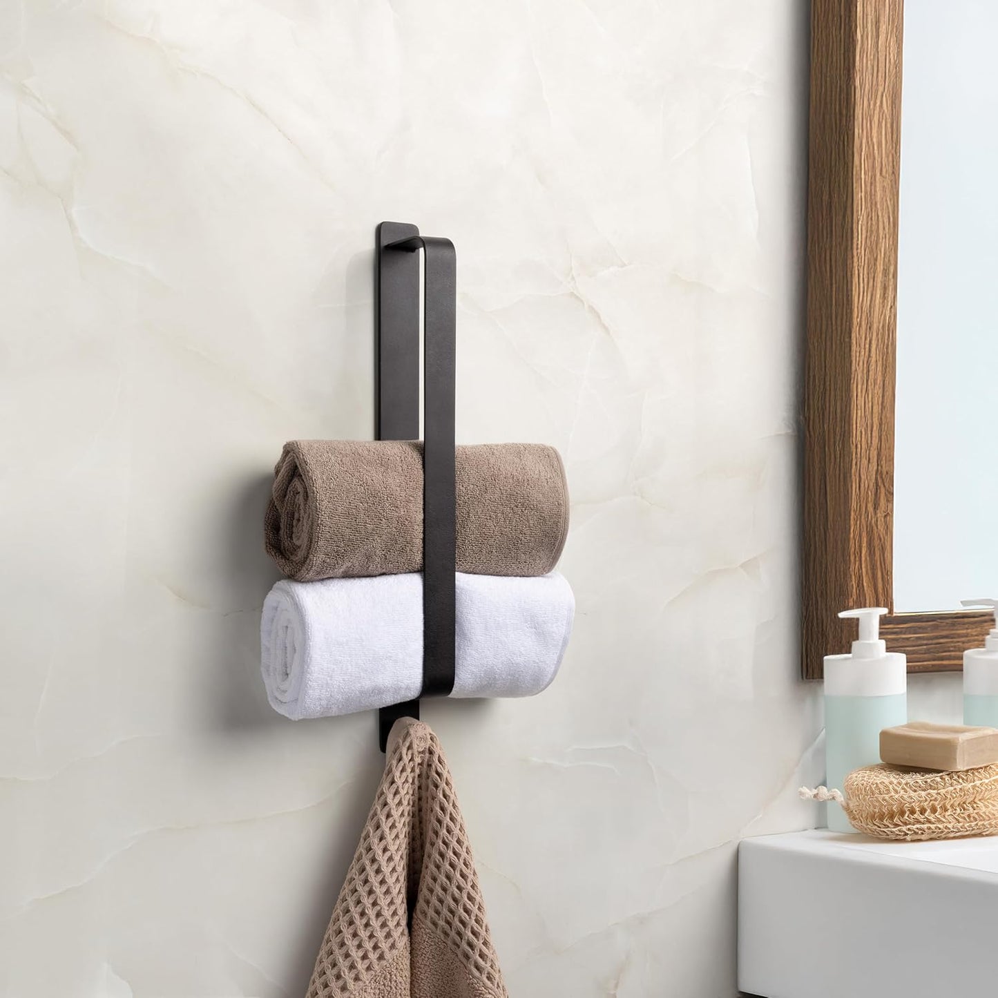 Handtuchhalter ohne Bohren Schwarz Matt – Moderne Badezimmer-Handtuchstange im Loft-Style