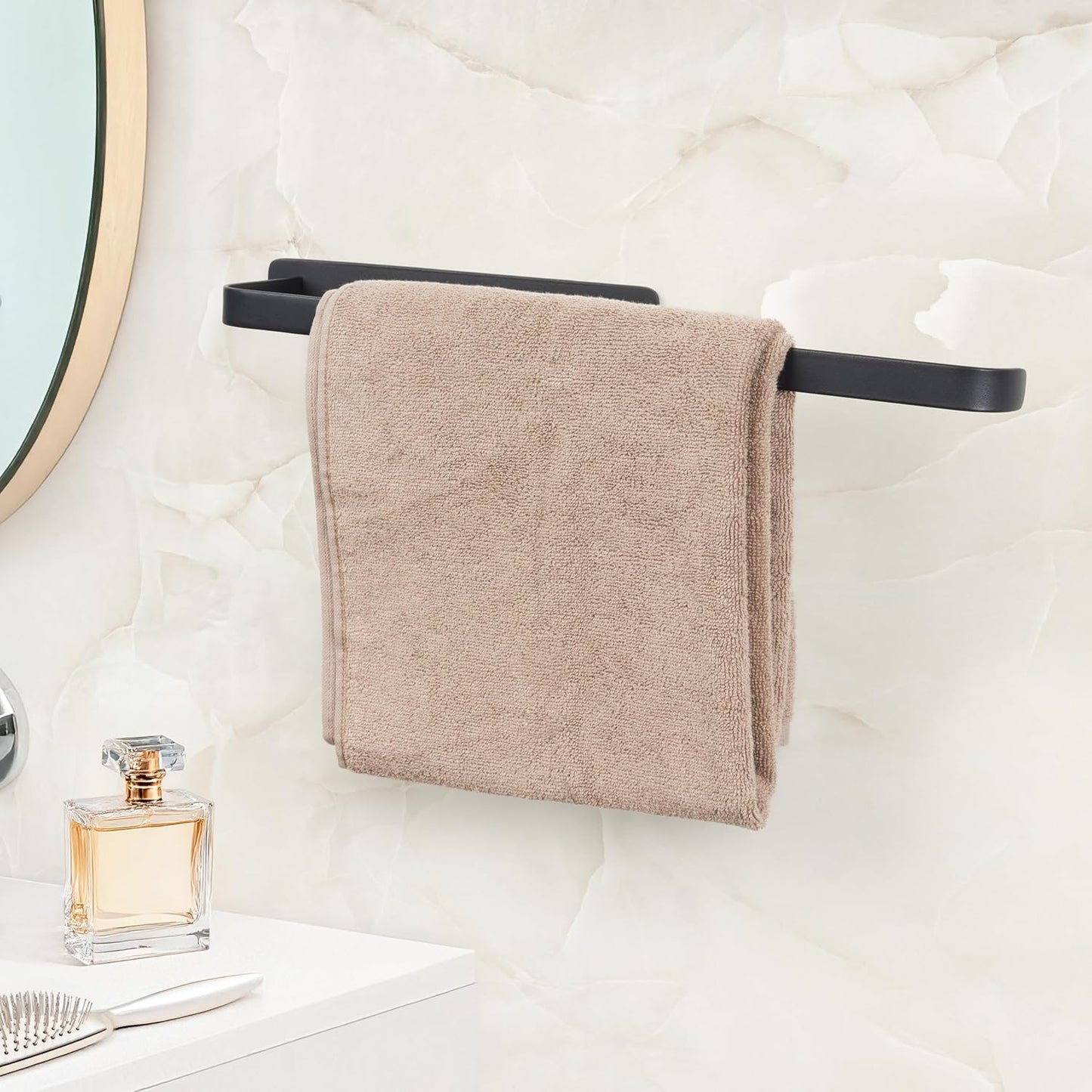 Handtuchhalter ohne Bohren Schwarz Matt – Moderne Badezimmer-Handtuchstange im Loft-Style
