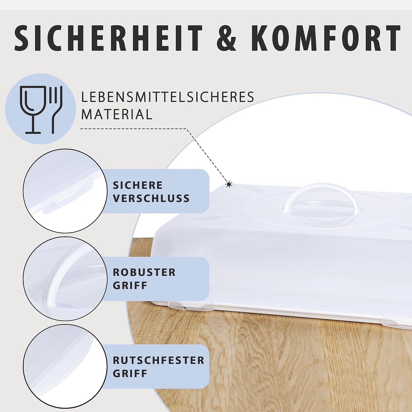Hastic Kuchen Transportbox Rechteckig 46x29x11 cm