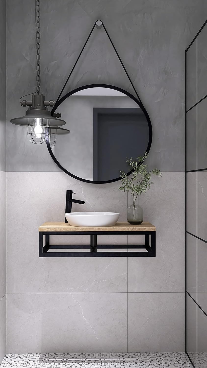 FERRO Wandkonsole Schwarz – Waschtisch Halterung aus Stahl für Waschtischplatte – Möbelkufen Design, Konsolenträger modern