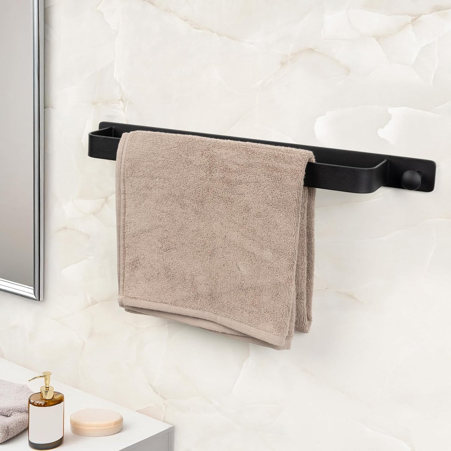 Handtuchhalter ohne Bohren Schwarz Matt – Moderne Badezimmer-Handtuchstange im Loft-Style