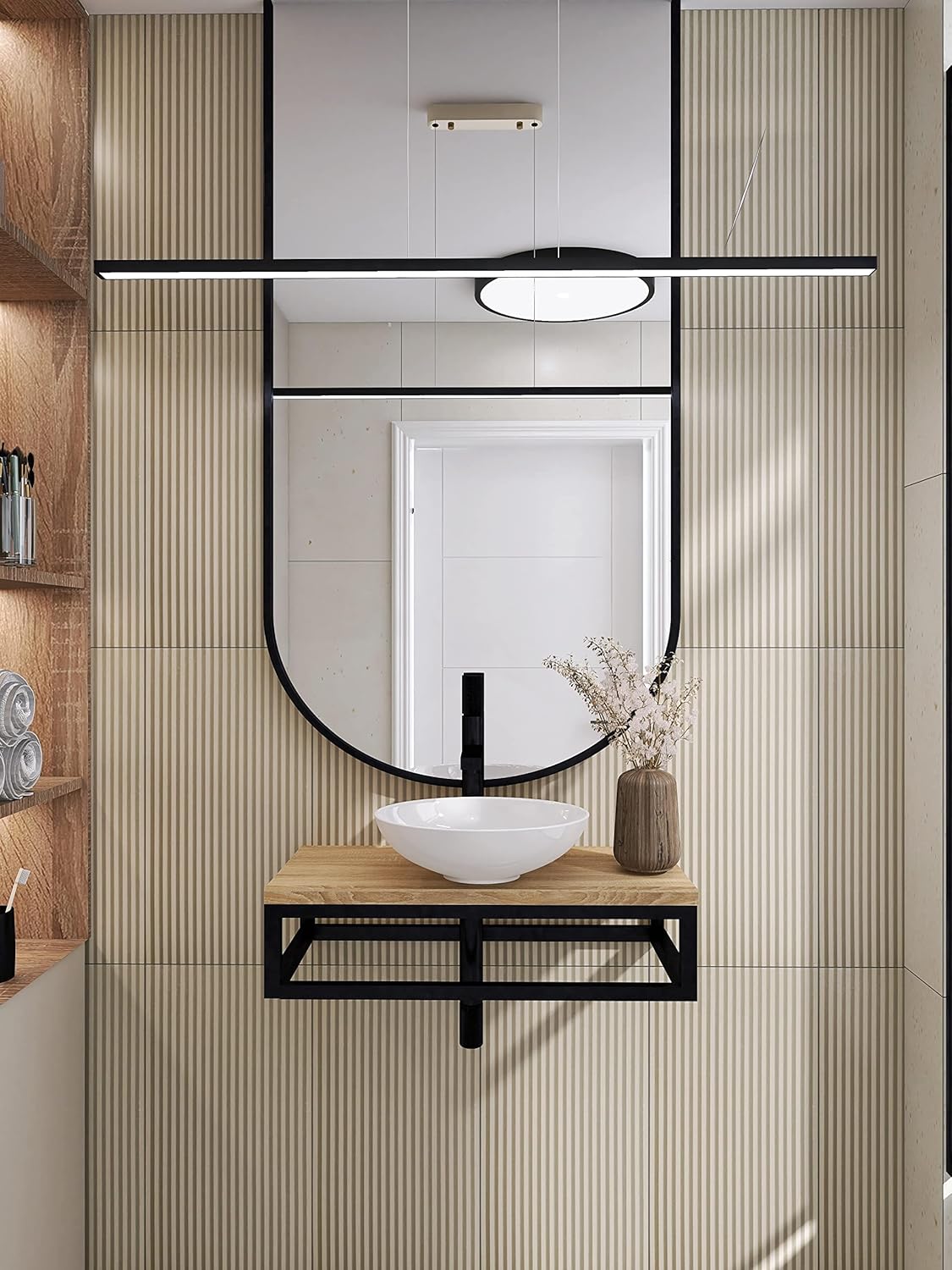 FERRO Wandkonsole Schwarz – Waschtisch Halterung aus Stahl für Waschtischplatte – Möbelkufen Design, Konsolenträger modern