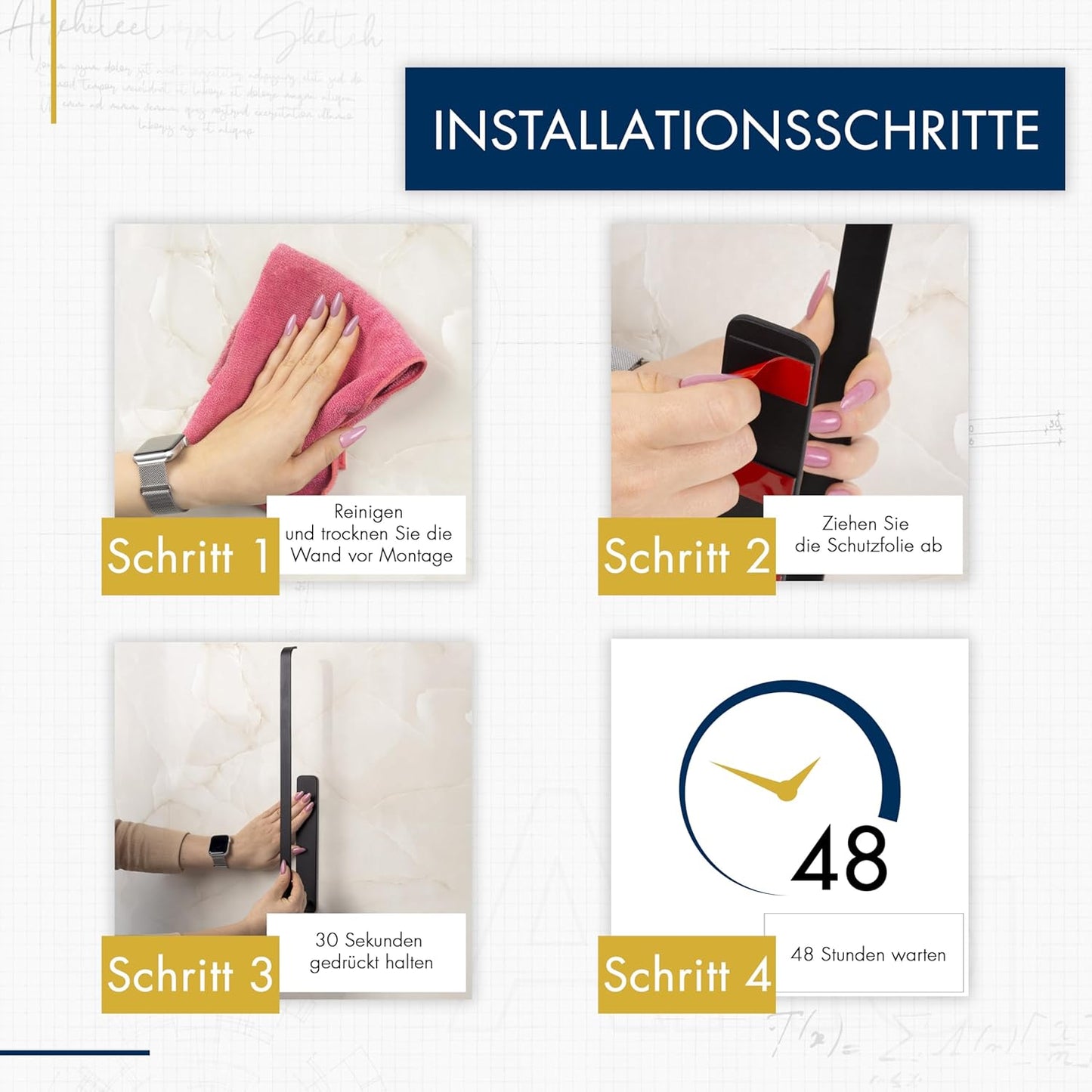 Handtuchhalter ohne Bohren Schwarz Matt – Moderne Badezimmer-Handtuchstange im Loft-Style