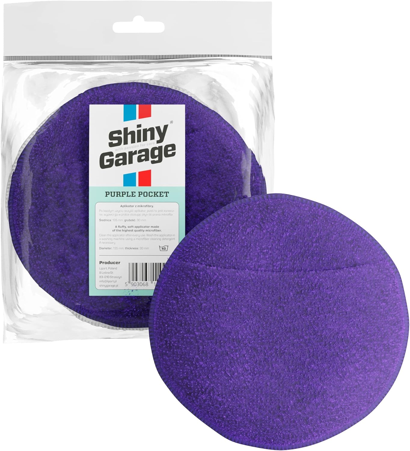 Shiny Garage Violett Microfaser Applikator - Mikrofasertuch für Autolackpflege mit Angenehmem Griff