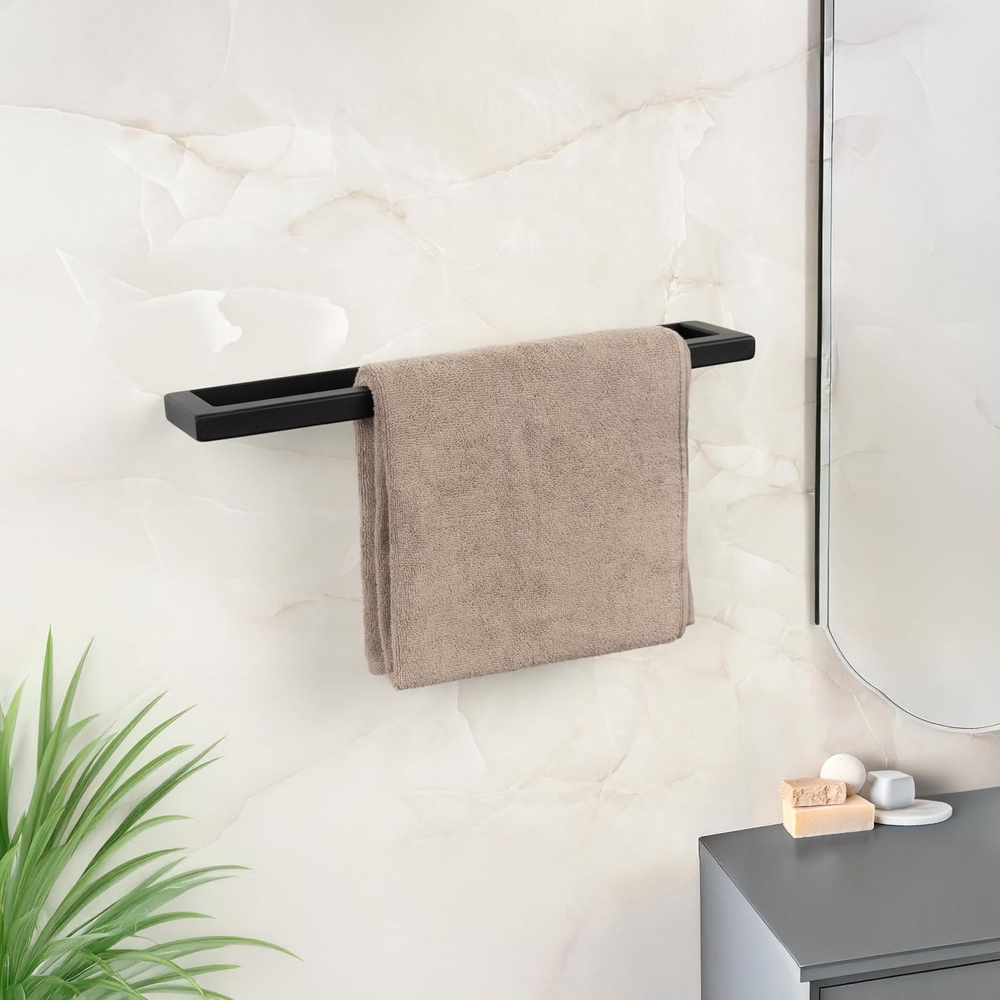 Handtuchhalter ohne Bohren Schwarz Matt – Moderne Badezimmer-Handtuchstange im Loft-Style