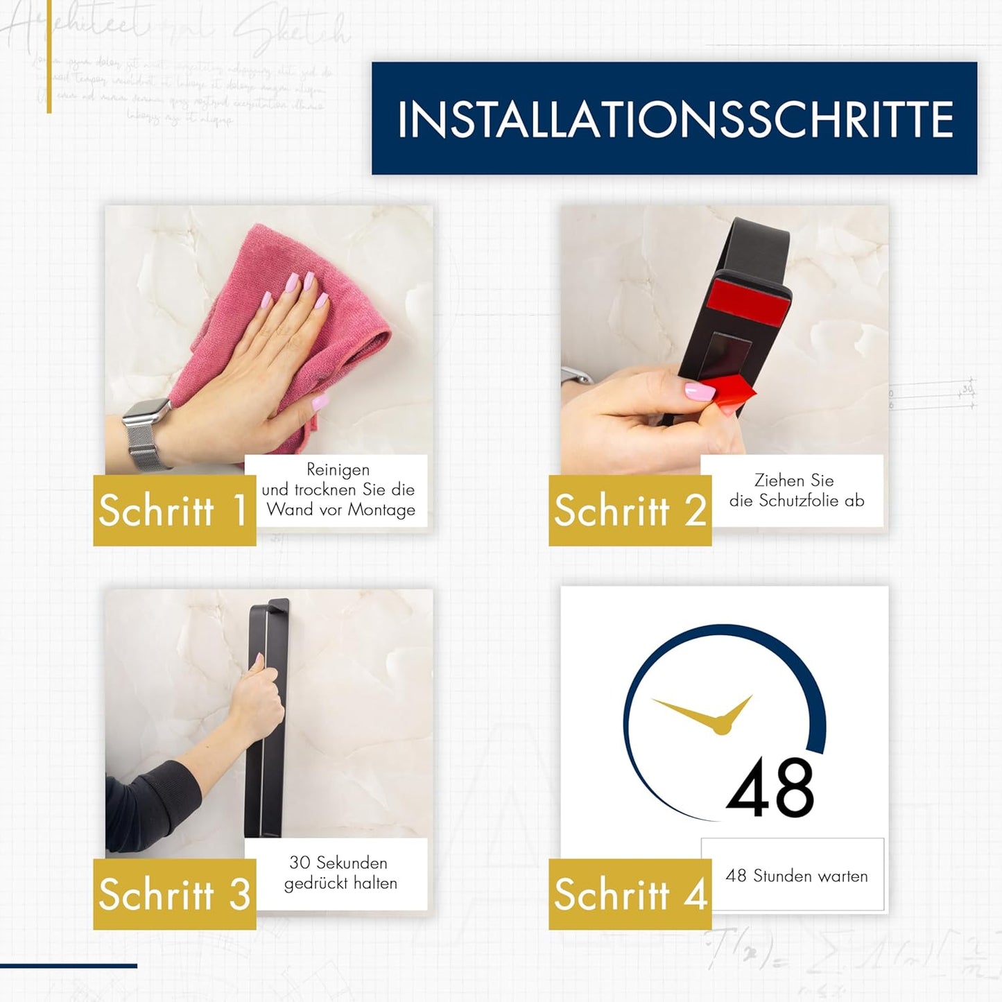 Handtuchhalter ohne Bohren Schwarz Matt – Moderne Badezimmer-Handtuchstange im Loft-Style