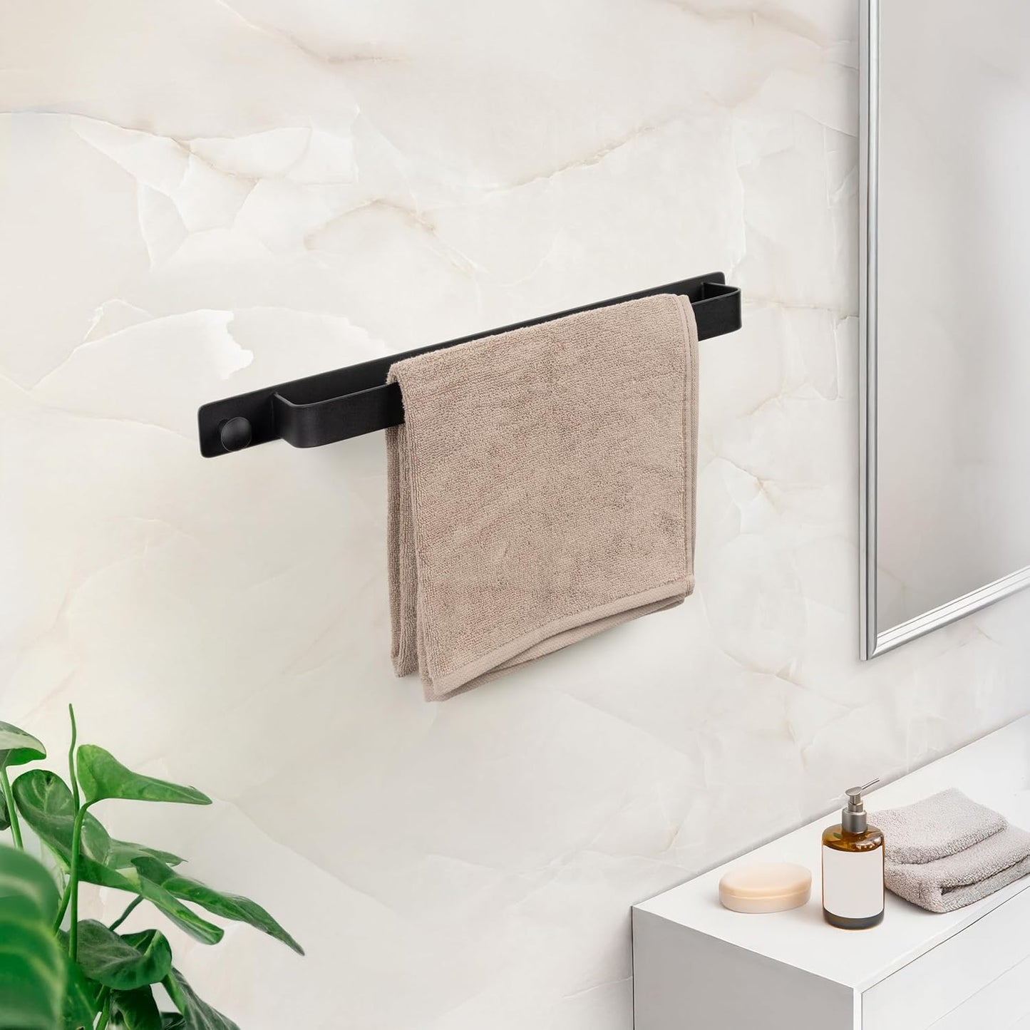 Handtuchhalter ohne Bohren Schwarz Matt – Moderne Badezimmer-Handtuchstange im Loft-Style