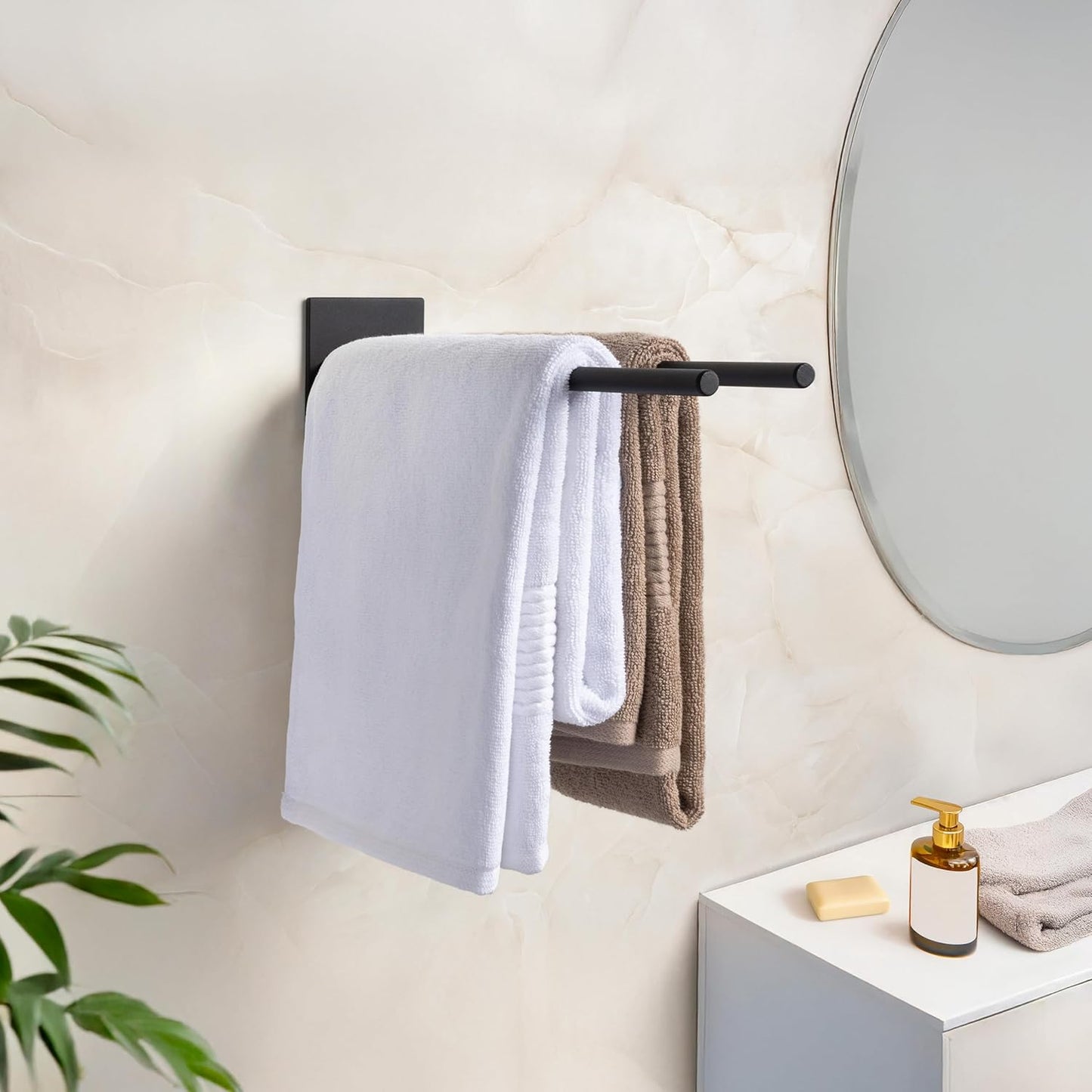 Handtuchhalter ohne Bohren Schwarz Matt – Moderne Badezimmer-Handtuchstange im Loft-Style