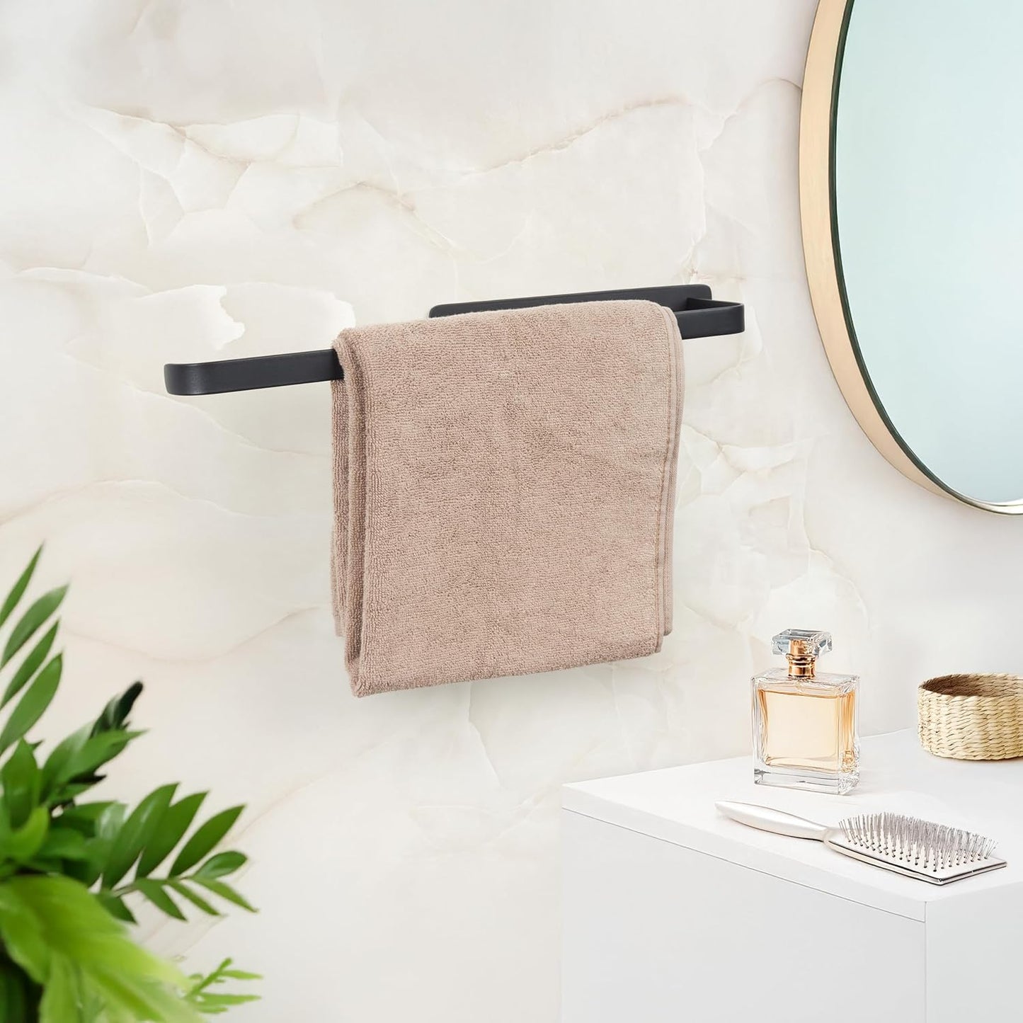 Handtuchhalter ohne Bohren Schwarz Matt – Moderne Badezimmer-Handtuchstange im Loft-Style